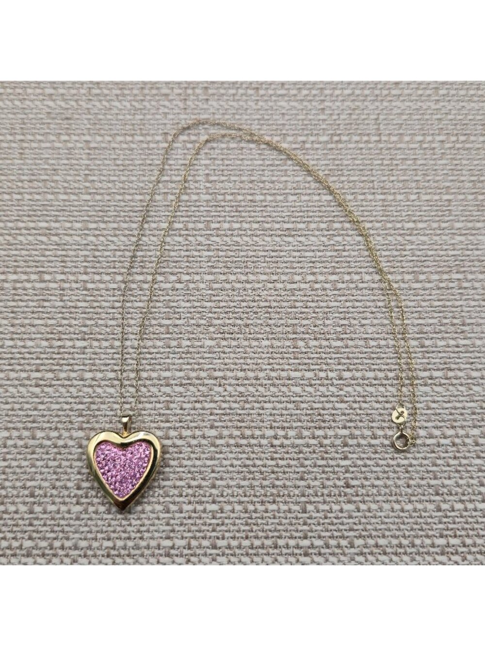 18 Inch Gold Over Sterling Silver Pave Crystal Heart Locket Necklace A7741
